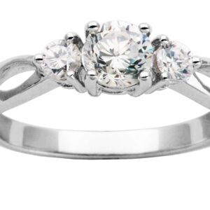 Sterling silver cubic zirconia 3 stone ring size 7